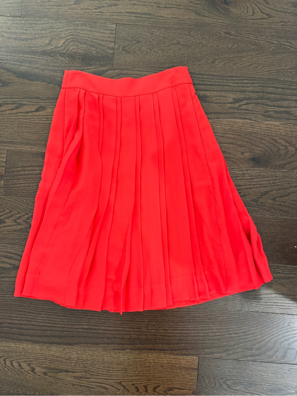 J. Crew Bright Red/Coral Pleated Circle Skirt